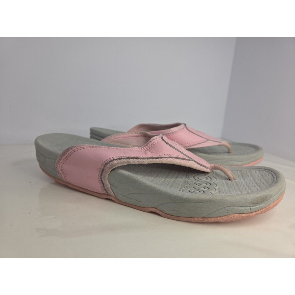 Women's Academy of Therapeutic Flip Flops Sz L Pink Leather Comfortable Ortho